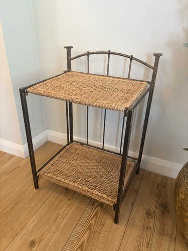 Folding iron rattan table - folding,