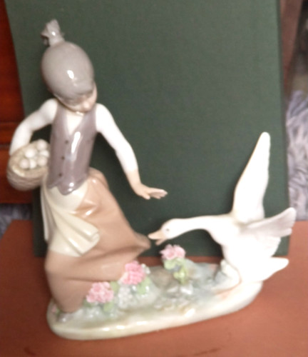 Lladro nao girl with - nao, goose