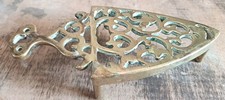 Vintage Brass Trivet Triangle Shape Small 7.5" Long Good Quality Nice Weight..