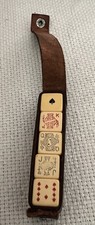 Five Bakelite  Vintage Poker Dice In Leather Case With Snap B-28