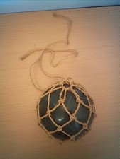 Vintage Large Hand Blown Green Fishing Float 5" In Net ❤️CHARITY 