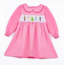 NEW Boutique Christmas Nutcracker Girls Smocked Embroidered Dress