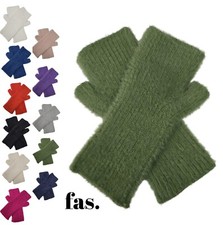 Women Winter Gloves Soft Cashmere Blend Knitted Fingerless Wrist Warmers Gloves