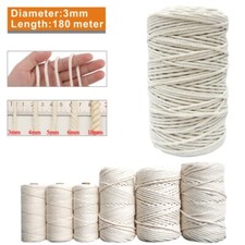 2-10mm Natural Beige Cotton Twisted Cord Rope Artisan Macrame String DIY Craft
