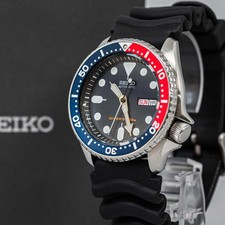 *NEAR MINT w/Case* SEIKO Diver SKX009 7S26-0020 Auto Pepsi English + Spanish Men