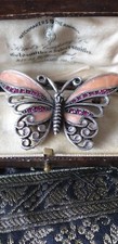 VINTAGE 1990-s Large Pink Enamel Crystal Openwork Butterfly BROOCH.