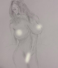 Veronika Zemanova Drawing Original b/w SIZE 4x6 Inch Glossy High Quality Print