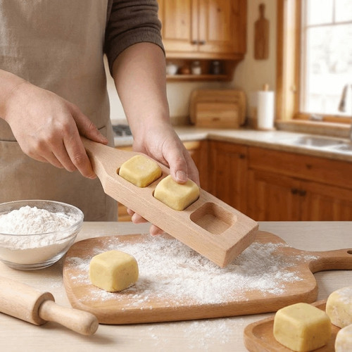 Wooden pastry mold square moon - pastry,