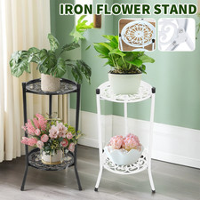 2 Tier Metal Plant Stand Flower Pots Holder Rack Display Shelf Indoor Outdoor