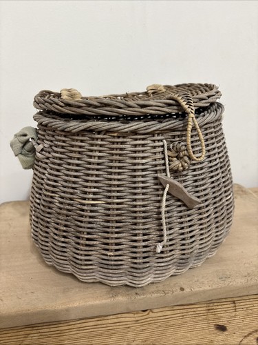 Vintage wicker fishing creel - fishing,