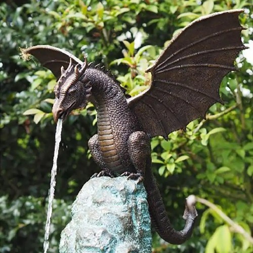 Garden dragon statue fountain - garden,