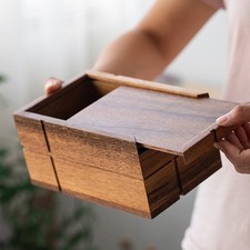 Magnetic Walnut Wooden Tissue Box with Modern Design for Multiple Uses
