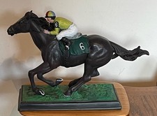CROSA Racehorse and Jockey at a Gallop - 10" Tall (25.5cm) - 2.555 kg