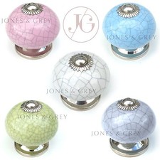 SHABBY CHIC VINTAGE STYLE CERAMIC CRACKLE DRAWER DOOR KITCHEN HANDLES KNOBS 