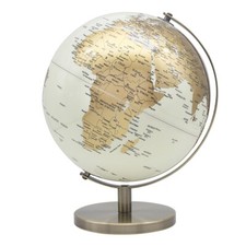 Large Cream and Gold Globe Rotating Atlas Home Decor Office Desk Ornament
