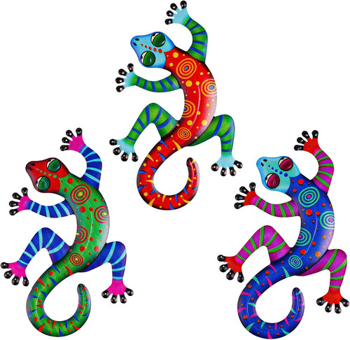 Metal gecko wall decor - wall, set