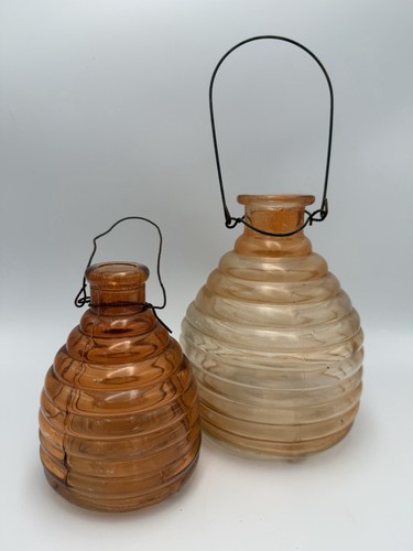 Vintage pair amber glass - vintage,