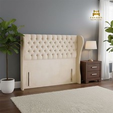 Luxury 54" Floor Standing Winged Headboard Plush Velvet Upholstered Handmade UK