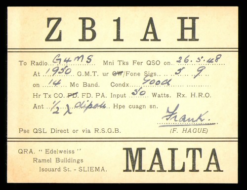 Qsl amateur radio - radio, malta