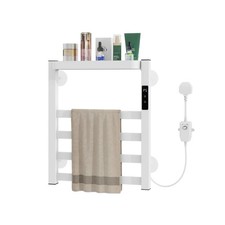 Bathroom Heated Towel Rail Electric Straight Radiator Warmer with Storage Timer