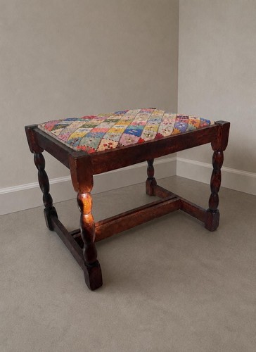 Vintage needlepoint footstool - needlepoint,
