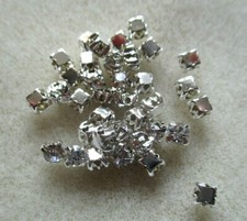 20 X 6MM SQUARE CRYSTAL SILVER BACK CLAW SEW ON GEMS JEWELS BEADS SEWING CRAFT