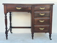 Petite Antique Mahogany Pedestal Desk, Home Office, Space Saving Vintage Desk.