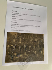 SCUNTHORPE UNITED F C HAND SIGNED B & W TEAM PHOTOGRAPH FROM THE 1960'S