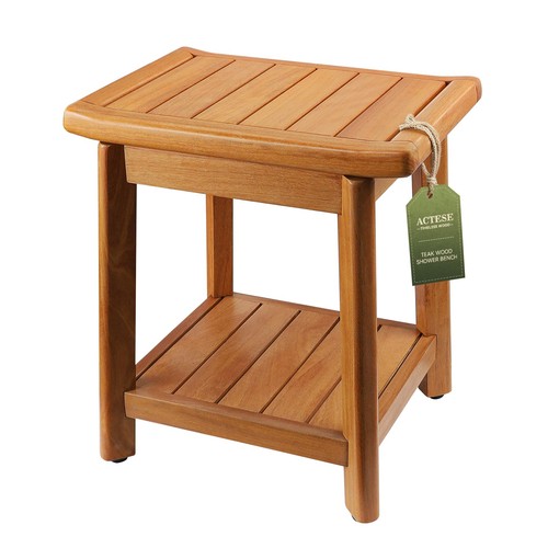 Teak shower stool with - 14",