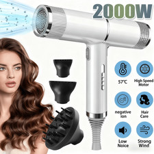 Pro Hair Dryer 2000W Fast Drying Ionic Hairdryer with Diffuser Hairdryer UK-Plug