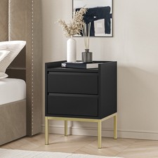 Bedside Table Black with 2