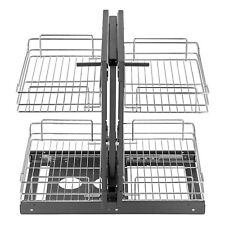 2 Tier 4 Shelf Blind Corner Pull Out Organizer Chrome Kitchen Cabinet Basket