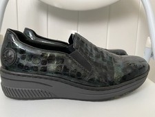 Rieker Antistress Green Patent Wedge Heel Leather Artisan  Shoes UK Size 6 40