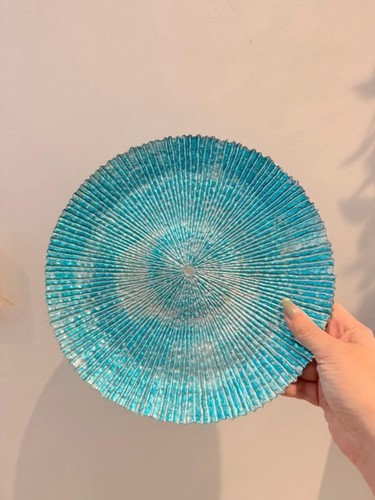 Blue textured glass charger - textured,