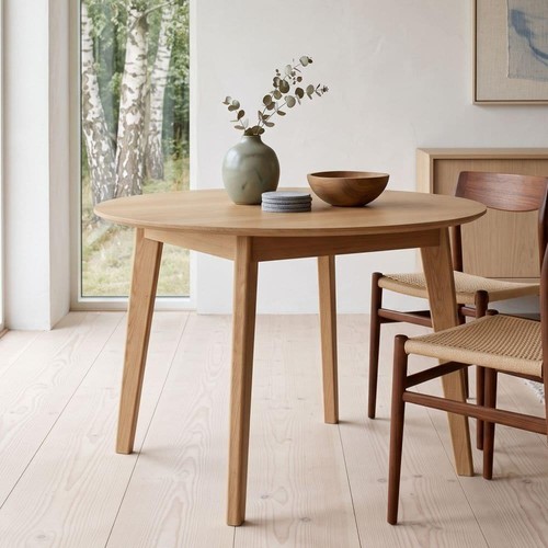 Solid oak round - solid, table