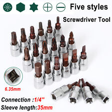 S2 Steel 1/4" Inch Drive Torque Star Sockets Tools Torx/Pozi/Phillips/Hex Bits 