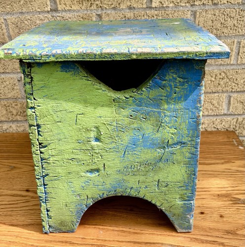 Old vintage wooden step stool - step,