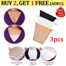 3 Pack Lace Cami Secret Clip on Mock Camisole Bra Overlay Modesty Panel Solid