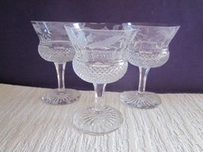 THREE EDINBURGH CRYSTAL THISTLE SHAPE ENGRAVED PORT / SHERRY / LIQUER GLASSES