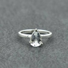1.32 Ct Aquamarine Engagement Solitaire Ring 925 Solid Sterling Silver