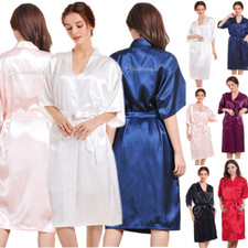 Long Satin Silk Personalized Wedding Robe Bridesmaid Bride Mother Dressing Gowns