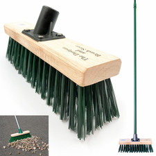 Stiff Yard Brush Outdoor Broom 11" PVC Hard Bristle with Strong Metal Handle