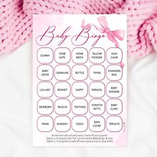 Baby Shower Bingo -Pink Bow
