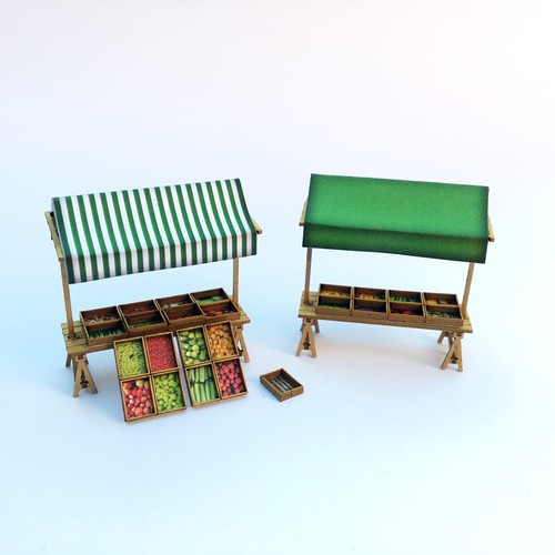 Laser cut market - market, stalls