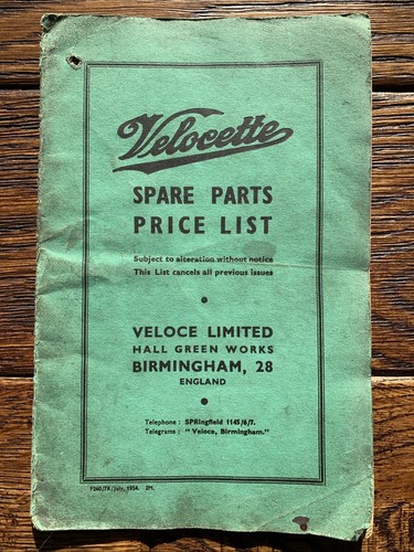 Velocette motorcycle spare - velocette,