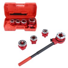 Manual Pipe Threading Set Plumbing 4 Dies 1/2" 3/4" 1" 1-1/4" Threader DIY Tool
