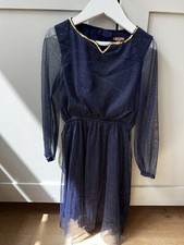 I Love Gorgeous Navy Dress with gold thread Age 6-7, VG Condition