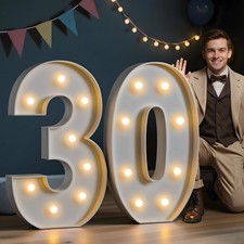Marquee Numbers Large 30th-Birthday Decorations: 3FT Light Up Numbers 30 Year...