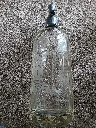 Vintage etched glass soda - etched,