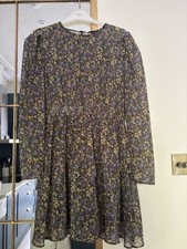 Zara Women's Green Chiffon Floral Dress Size L